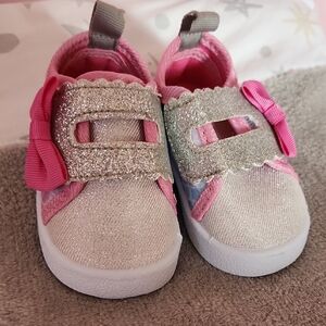 Glittery Pink Kids Shoes with Bow